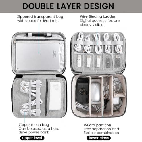 Seekjoy Double Layer Extra Large Portable Travel Cable Organiser Bag — view 5