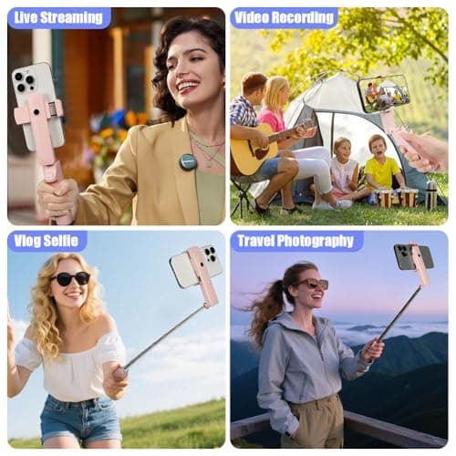 Adiwo Portable Pocket Selfie Stick, Extendable Mini Selfie Stick for 4-7" Phones, with Wireless Remote Control Button, Extends from 12-70cm, 109g Lightweight, for Live Streaming,Vlog,Content Creation — view 6
