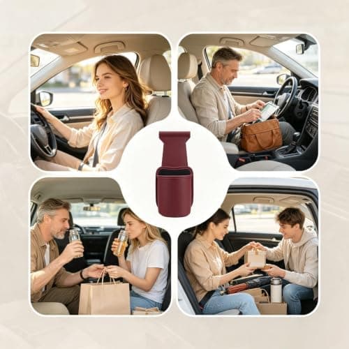 Car Door Cup Holder - PU Leather Organizer | 25x11x10cm Size, Lossless Car — view 4