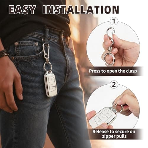 Zipper Clips Anti Theft, 6 Pcs Zipper Locks for Backpacks, Double Opening Antitheft Spring Carabiner Clasps for Travel Purse Luggage Suitcase Handbags Keys(Silver) — view 6