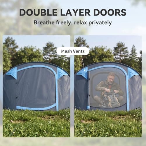 Outsunny 3 Person Pop-up Camping Tent w/Ground Sheet 4 Windows Sky Blue — view 5