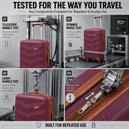 CONCEPTEN Expandable Hardshell Luggage Set 5 Piece, 22x14x9 Airline Approved Carry On, 20/24/28" Suitcase Set with TSA Lock, Spinner Wheels, ABS+PC (Red) — view 4