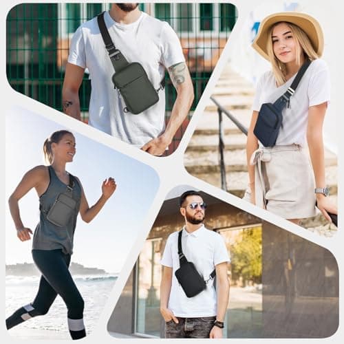 BROADREAM Small Sling Bag Cross Body Chest Shoulder Bag for Men Women - FRID Blocking Pocket and Adjustable Straps Crossbody Bag, Water Resistant Bum Bags for Runner Workout Hiking Cycling Travelling — view 2