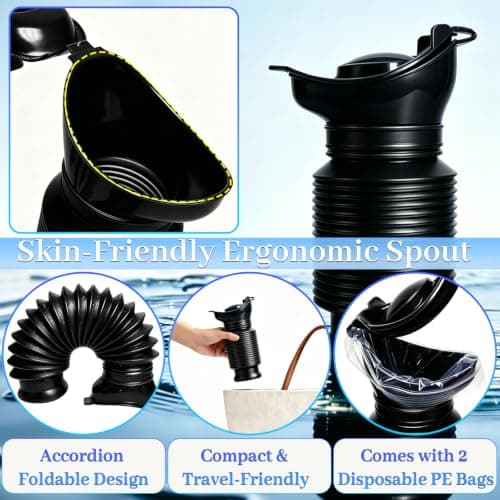 Topcloud Shrinkable Urinal, 2 Pack 750ml Male Female Portable Mobile Toilet Potty Pee Urine Bottle, Reusable Emergency Urinal for Camping Car Travel Traffic Jam and Queuing — view 2