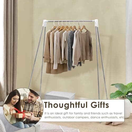 Travel Garment Rack Stainless Steel Foldable Clothes Rail 40-90 Cm Retractable Clothes Hanging Stand Portable Camping Clothes Storage Laundry Drying Rack with Storage Bag for Home Camping Outdoor — view 6