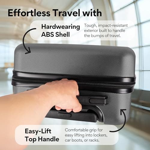 WORLD EXPLORER Dark Grey Cabin Suitcase 55x40x20cm, 34L ABS Shell, 4 Wheels — view 6