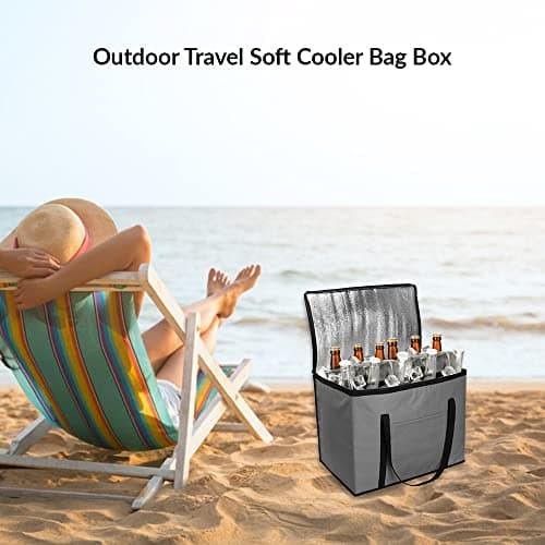 1ABOVE 60L Soft Cooler Bag | Portable Lightweight Keeps Food Drinks Cool - Cooling Delivery Bag for Beach Camping BBQ Shopping Fishing Picnic Lunch Outdoor Travel (GREY) — view 6