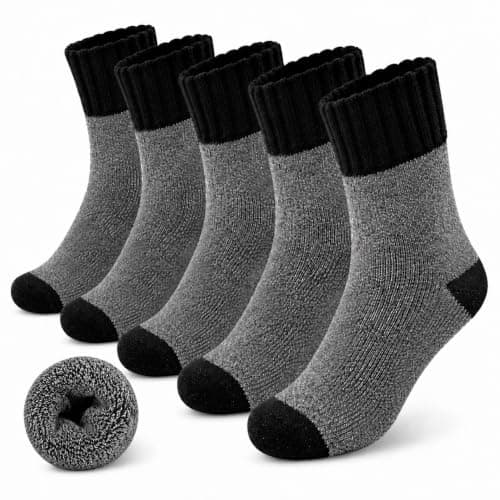 Fjquamitix 5 Pairs Thermal Socks For Men Thick Winter Warmth Wool Socks