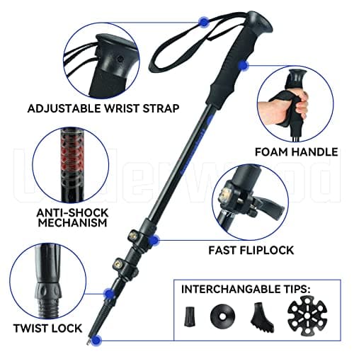 2-Pack Walking Sticks for Women and Men,Telescopic Trekking Pole for Hiking — view 2