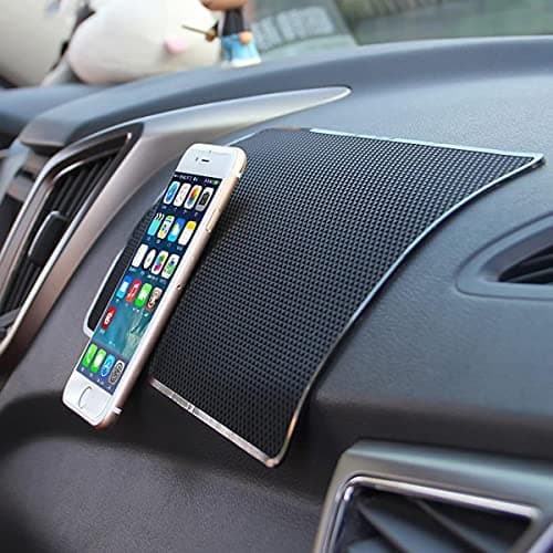 BLAU GRUN Car Dashboard Anti-Slip Rubber Pad, 10.6''x 5.9'' Universal Non-Slip Car Magic Dashboard Sticky Adhesive Mat for Phones Sunglasses Keys Electronic Devices and More Use (Black/Grid) — view 6
