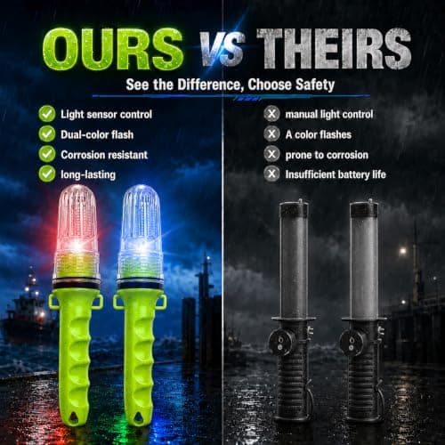 DVDVBOOM Boat Flares, 2Pcs 2026 New Upgraded Marine Emergency Safety Kit, Red Green, Blue White Mixed Color Strobe,Marine Emergency Distress Signals for Boating, Fishing Nets and Buoys — view 5