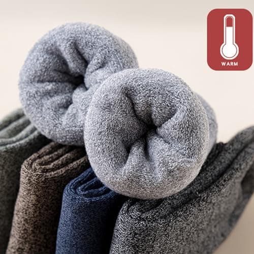 Hocerlu 5 Pairs Thermal Socks for Women and Men, Thick Winter Wool Warm Socks Cosy Boot Socks for Unisex, Size UK 4-8 — view 3