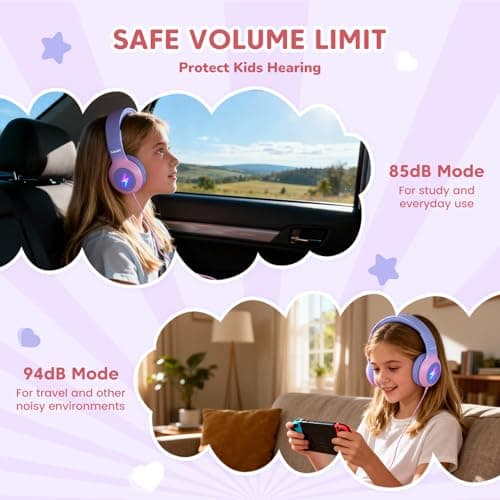 Cowyawn USB Type C Kids Headphones, Kid Wired Headphones with Mic/LED Light — view 3