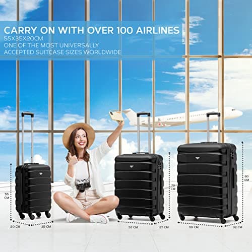Flight Knight Lightweight 4 Wheel ABS Hard Case Medium Suitcase Approved for Over 100 Airlines Including easyJet, British Airways, Ryanair, Jet2, Emirates & Many More - Check-in Medium Size 25" — view 2