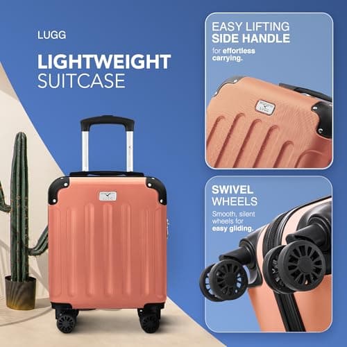 LUGG 15 Inch Skywander Lightweight Underseat Cabin Bag – EasyJet Approved Carry-On Suitcase, Durable ABS Hard Shell, Smooth Double Spinner Wheels, Water-Resistant & Compact Travel Luggage (45x34x20cm) — view 3