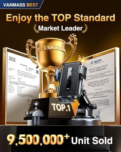 VANMASS High-end Max Upgrade Car Phone Holder【Large Phone & Thick Case Friendly】 Super Suction Mobile Automobile Cradle Van Dashboard Windscreen Vent Mount for iPhone 17 Pro Max 16 15 14 13 Samsung — view 2