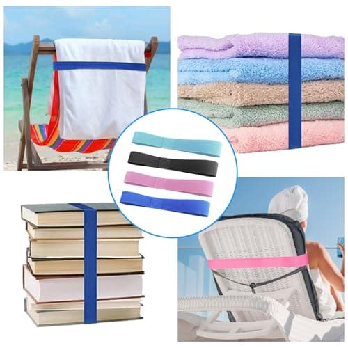 4-Pack Elastic Towel Straps for Secure Hold on Loungers, Beach, and Poolside Chairs — view 5