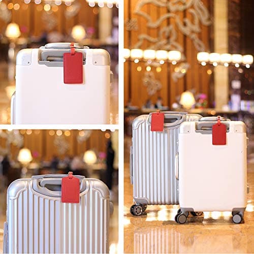 Luggage Tags, Microfiber Leather Personalized Suitcase Tag Set Luggage id Tags Labels Travel Accessories-Set of 4(Red) — view 2