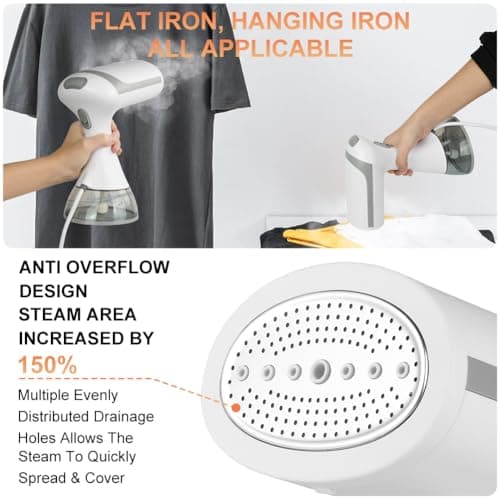 HOTUT Clothes Steamer,Handheld Steamer Clothing,Ready to Use in 20s,300ml Detachable Water Tank,Powerful Handheld Fabric Steamer,Compact Garment Steamer,Large Capacity Steamer Iron for Home,Office — view 4