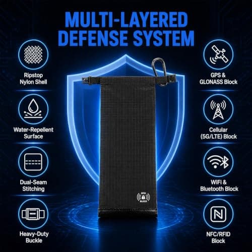 Faraday Pouch for Car Keys and Phone, RFID Signal Blocking Bag Anti Theft Keyless Entry Fob Protector, GPS WiFi Bluetooth NFC Blocker Case, Water Resistant Security Wallet (Black) — view 5