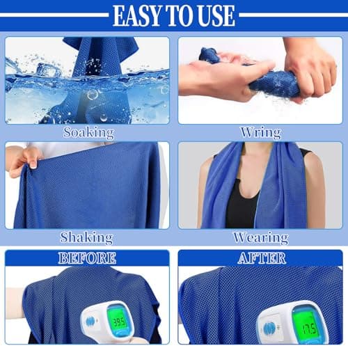 VAKKI Cooling Towel, Ice Cold Sports Sweat Towels for Instant Relief Perfect Coolings Scarf Neck,Forehead, Wristband, Bandana, Stay Cool from Over Heating During All Kinds of Sport and Exercise — view 3