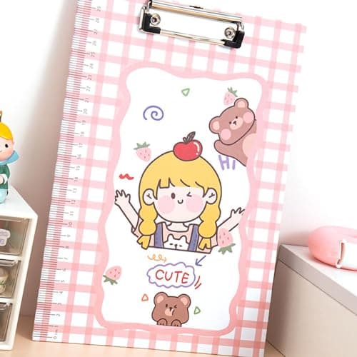 Qcwwy Clipboard Folder A4 Clipboards Cartoon Clipboard Folder for Office School Classroom School Supplies (Cute Girl)