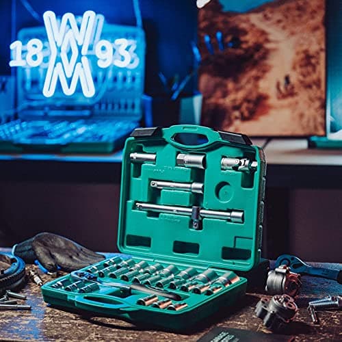 WIESEMANN 1893 Socket Wrench Set 32 pcs with Spark Plug Insert I 1/2" with Ratchet & Adapter I Socket Wrench Inserts I 80096 — view 5