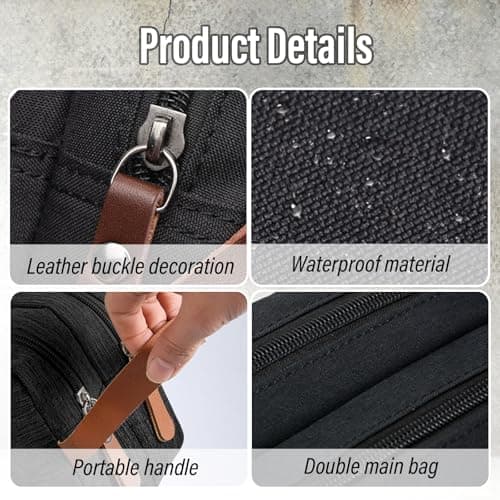 Sahunfri Toiletry Bags, Wash Bag, Shower Bag, Mens Toiletry Bags, Ideal for Travel. Spacious Storage with Multiple Zippers, 300d Durable Fabric (Blcak) — view 4