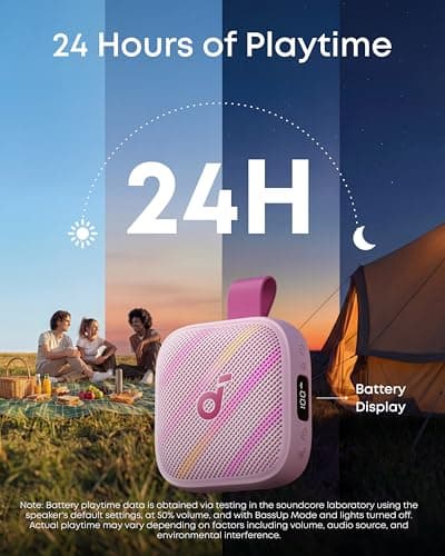 soundcore Boom Go 3i Portable Bluetooth Speaker by Anker, 24H Playtime, 15W Punchy Sound, Emergency Charging, Powerful BassUp 2.0, Bluetooth 6.0, IP68 Waterproof for Hiking/Cycling/Camping (Pink) — view 3