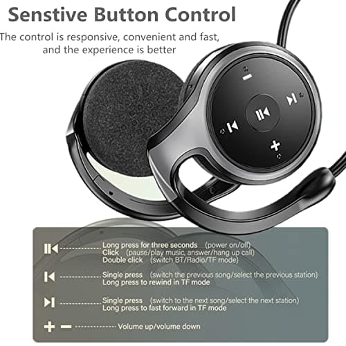 SUJAHHUJIQ Behind The Head Headphones, Bluetooth 5.0 Headphones Wrap Around Head, Lightweight Small Foldable Wireless Sports Sweatproof Headset with Microphone, TF Card Slot — view 6