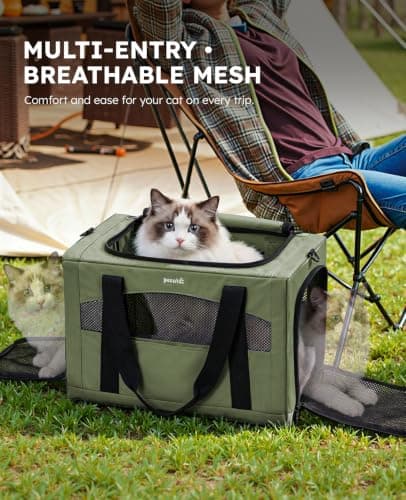 pecute Cat Carrier XL, Extra Large Stable Cat Carrier Handbag, Green — view 5