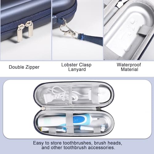 Electric Toothbrush Travel Case, Portable Electric Toothbrush Case with Accessories Storage, Toothbrush Holder Toothbrush Covers for Travel School Business Trips (Dark Blue) — view 4