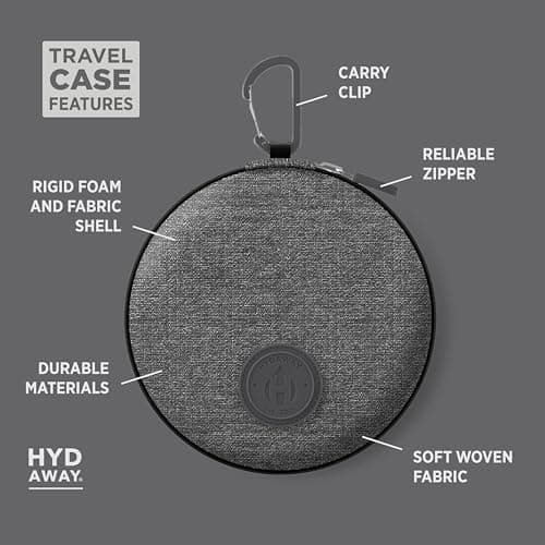 HYDAWAY Travel Case for Collapsible Bottles, Bowls & Cups - Protective Storage with Carabiner Clip - Durable, Water-Resistant, TSA-Friendly (Oxford) — view 5