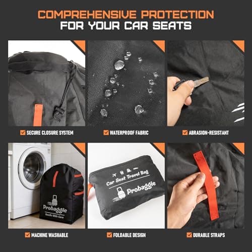 Car Seat Travel Bag for Airplane, Portable Car Seat Bag for Gate Check — view 5