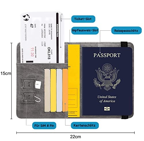Toctax Passport Holder Cover, PU Leather RFID Travel Wallet Case Organiser Accessories, UK Passport Cover for Passport, Business Cards, Credit Cards, Boarding Passes (Black) — view 3