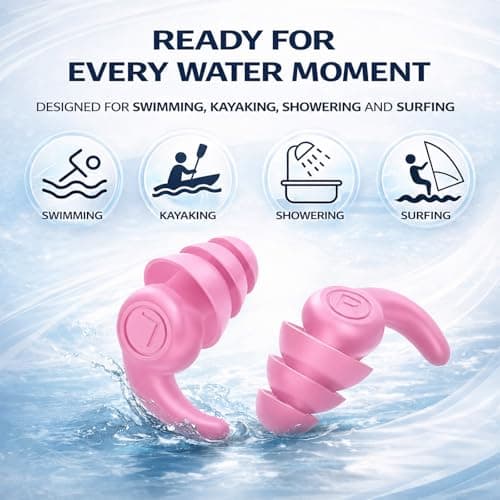 Kids Swimming Ear Plugs, 4 Pairs Waterproof Silicone Reusable Earplugs, Ear Protection for Showering Swimming Bathing Surfing for Children 4-12 Years Old — view 6