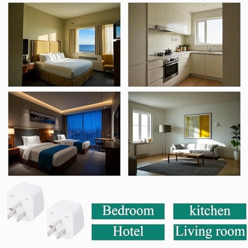 Wirafix UK to US Plug Adaptor, 2 Pack Thailand Travel Adapter, Brushed Surface USA Travel Adapter, Travel Adaptor from UK To USA,Thailand, Mexico, Canada, Colombia, White (Type B) — view 3