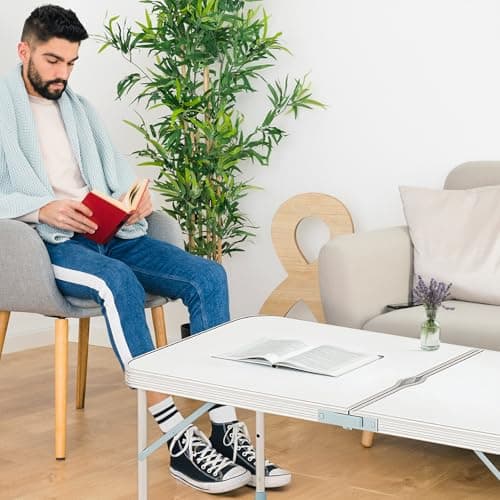 ZENO Folding Table 4FT 1.2M | Camping Table | Adjustable & Portable Folding Tables Great for Garden, Picnic, Party, BBQ, Office | Aluminium Camping Tables That Fold Up With Parasol Hole — view 2