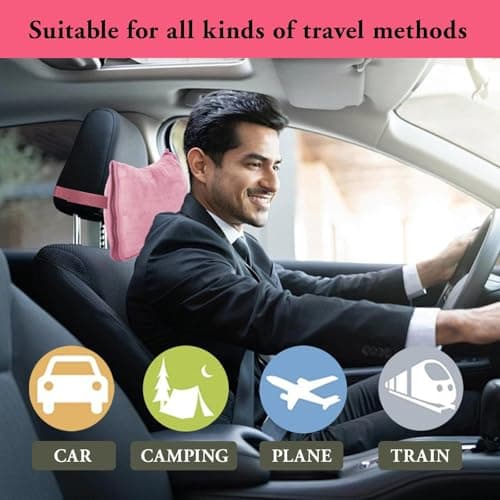 Eulihent Travel Blanket and Pillow 2 in 1 Airplane Blanket Ultralight Compact Foldable Soft Flannel Blanket with Luggage Belt and Backpack Clip for Long Flights, Camping, Car, Business Trips (Pink) — view 6