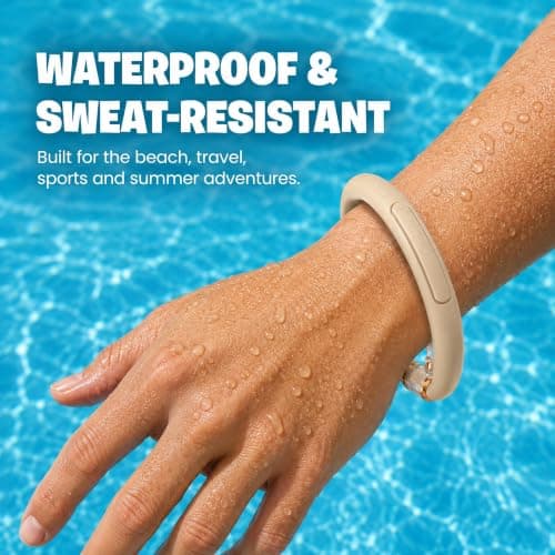 900 Hour Mosquito Repellent Bracelet with 10 Citronella Refills, Waterproof DEET-Free Insect Repellent Wristband, Reusable Anti Mosquito Bracelet for Adults, Kids, Travel, Camping & Garden (Beige) — view 4