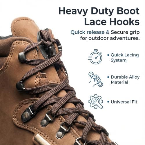 Zelphvt Boot Lace Set, 20 Set Metal Boot Lace Hooks Metal Outdoor Laces Buckle Speed Hooks Boots Eyelet Repair Kit for Hiking Boots Repair Leather Shoes — view 4