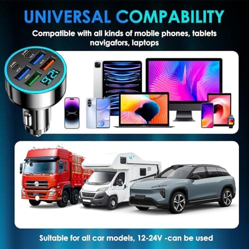 USB C Car Charger 6 Ports 45W Car USB Socket Adapter for Car USB — view 5