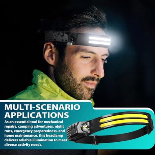 Rechargeable Headlamp 8 Pack, LED Headlight Flashlight Super Bright with 230° Wide Beam, Motion Sensor, 5 Modes Waterproof Head Lamp for Outdoor Hiking Running Camping — view 6