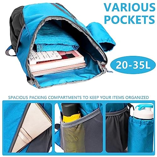 Yoolly Lightweight Foldable Backpack, Small Hiking Rucksack, Waterproof Packable Backpack for Men Women Kids, Durable Rucksack for Outdoor Sport Travelling Hiking Camping Biking Walking (Blue) — view 4