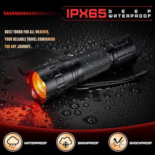 DARKBEAM Red Light Torch LED Rechargeable Stepless Dimming,Focus Adjustable — view 6