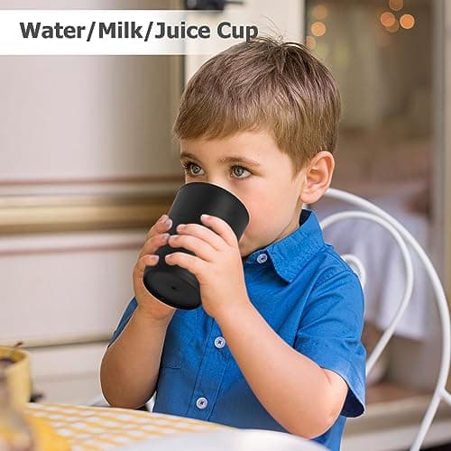 Qulable Plastic Cups Reusable Unbreakable Tumblers, Set of 4 Travel Mugs, Mouthwash Bathroom Cup Stackable, Plastic Water Cup 280ml for Adults Kids, Dishwasher & Microwave Safe (Black) — view 6