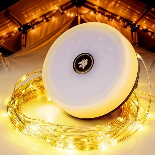 RISEMART Camping String Lights 10M | 2-in-1 Solar & USB Waterproof Outdoor Lights with 5 Modes,Fast Charging & Portable Design | Rechargeable Camping Lantern for Outages,Garden,Camping,Festivals — view 2