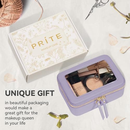 Prite Clear Makeup Bag Cosmetic Case Travel Toiletry Bag, Purple, Standard — view 6
