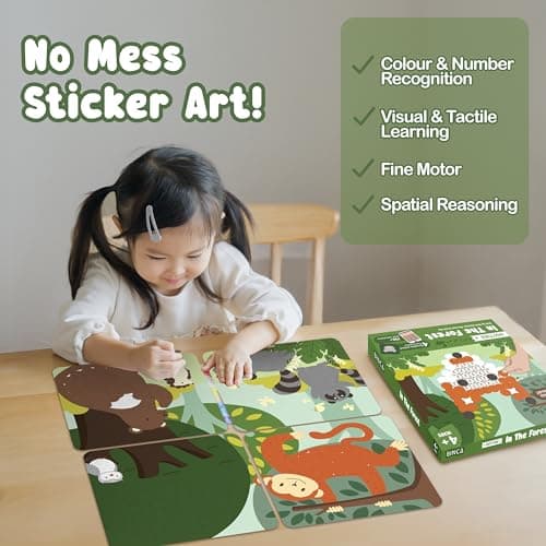 Binca Dotties Forest Animals Dot Art Activity Kit | 750+ Stickers | Mess-Free Woodland Craft Kit for Kids Ages 4-7 | Forest Animal Gift for Boys & Girls | Travel Activity — view 6