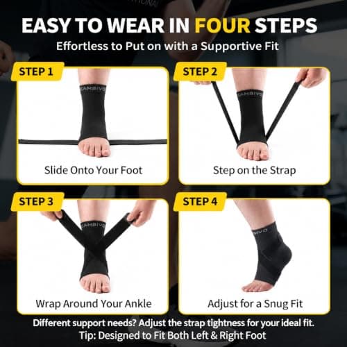 CAMBIVO 2-Pack Ankle Support, Ankle Brace with Adjustable Strap, Black, L — view 4
